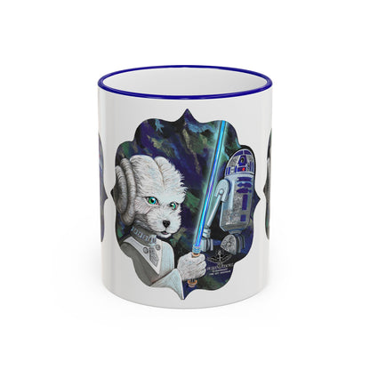 Galaxy Dog & Droid Mug — Sci‑Fi Pet Lovers Accent Rim Coffee Cup