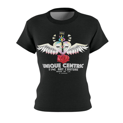 UNIQUE CENTRIC FINE ART COUTURE: POWER WISDOM & LOVE BLACK QUEEN TEE