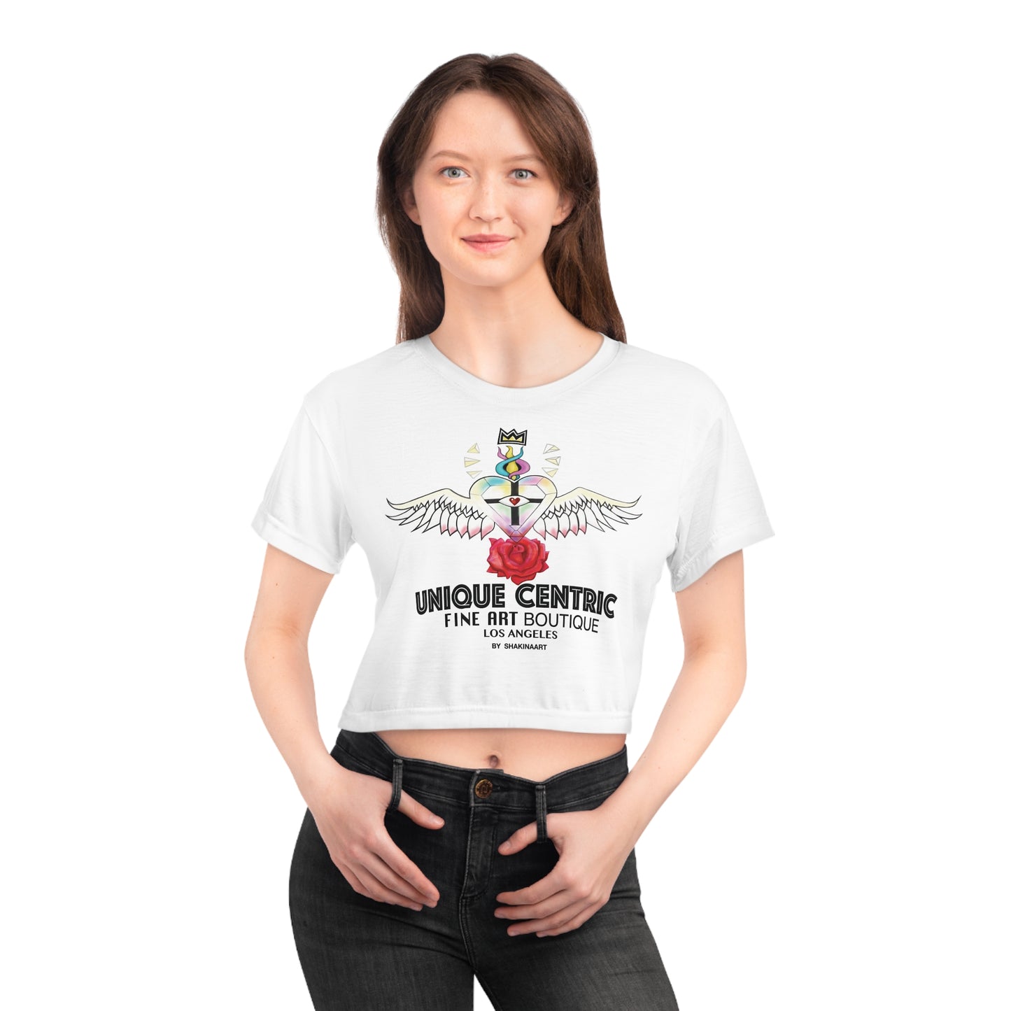 UNIQUE CENTRIC FINE ART BOUTIQUE: POWER WISDOM & LOVE WHITE QUEEN CROP TOP