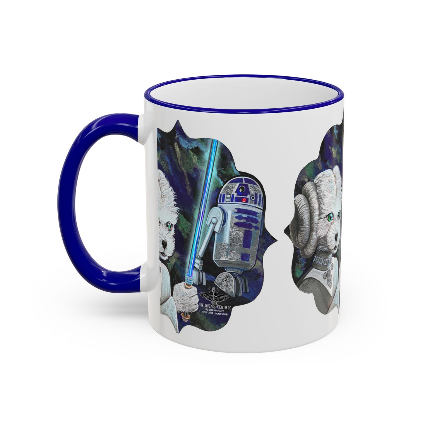Galaxy Dog & Droid Mug — Sci‑Fi Pet Lovers Accent Rim Coffee Cup