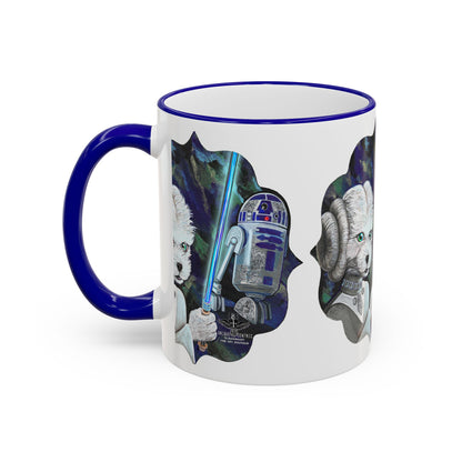 Galaxy Dog & Droid Mug — Sci‑Fi Pet Lovers Accent Rim Coffee Cup