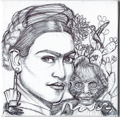 Frida Kahlo posing with her pet monkey, showcasing her unique bond with animals. shakinaart fine art drink coasters pablo picasso hand of living god earrings hummingbird flowers crown opuntia cactus Frida Kahlo with her pet monkey on her shoulder. Portrait of Mexican Frida Kahlo with her beloved monkey  diego rivera opera Perfect for protecting surfaces from drink spills.