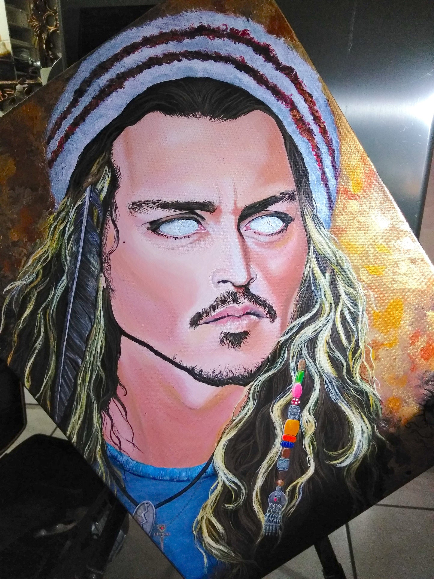 SHAKINAART JOHNNY DEPP PAINTING NO FEAR NO MALICE NO ENVY AMEN