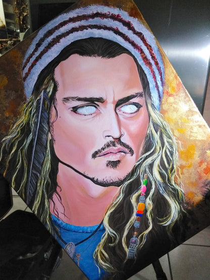 SHAKINAART JOHNNY DEPP PAINTING NO FEAR NO MALICE NO ENVY AMEN