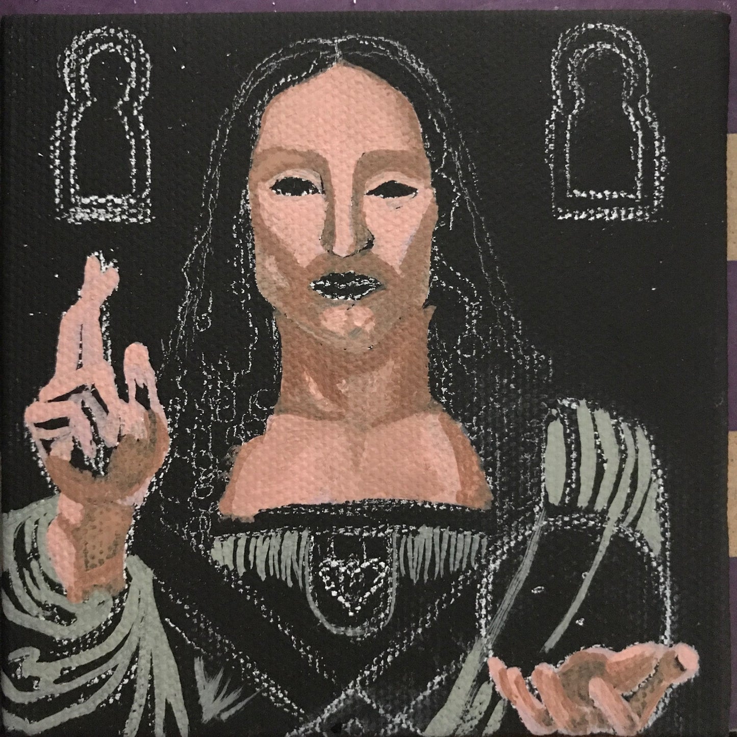 UNIQUE CENTRIC SALVATOR MUNDI LEONARDO DA VINCI WORLD SAVIOR LOUVRE LEGEND FINE ART HARDBOARD COASTER