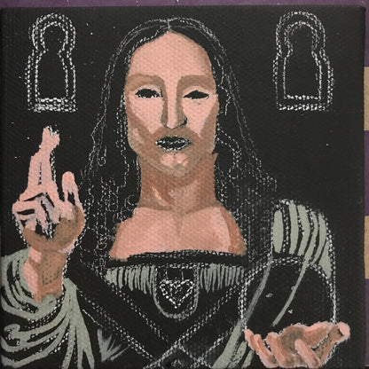UNIQUE CENTRIC SALVATOR MUNDI LEONARDO DA VINCI WORLD SAVIOR LOUVRE LEGEND FINE ART HARDBOARD COASTER