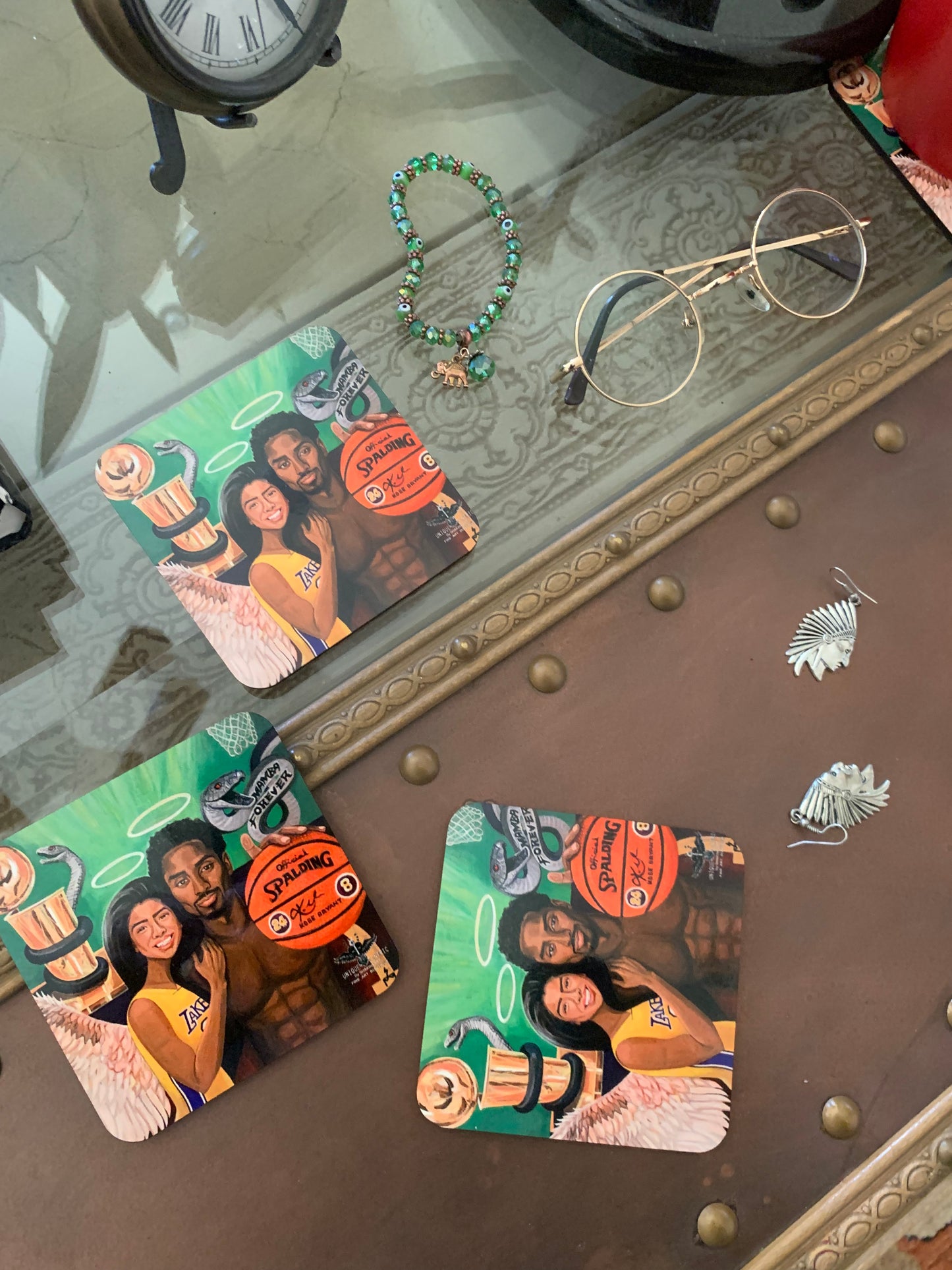 THREE PEAT KOBE BRYANT GIGI SPALDING WINE COASTER
