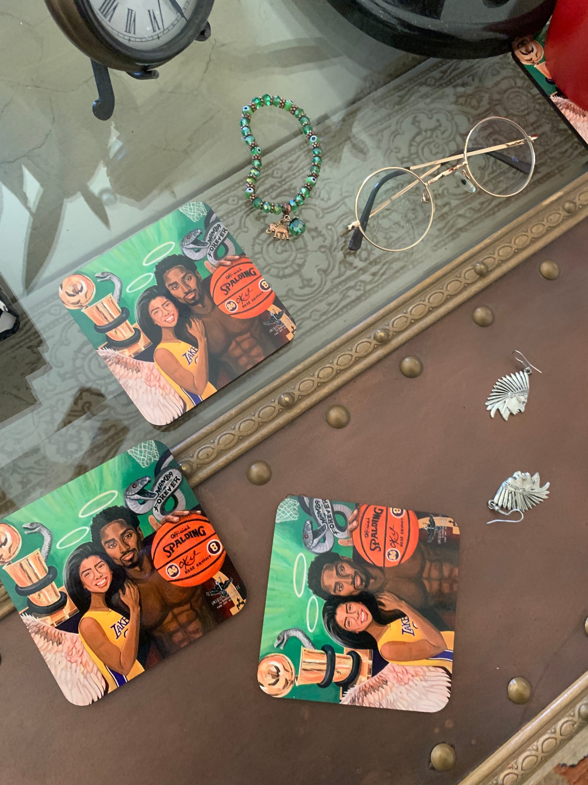THREE PEAT KOBE BRYANT GIGI SPALDING WINE COASTER