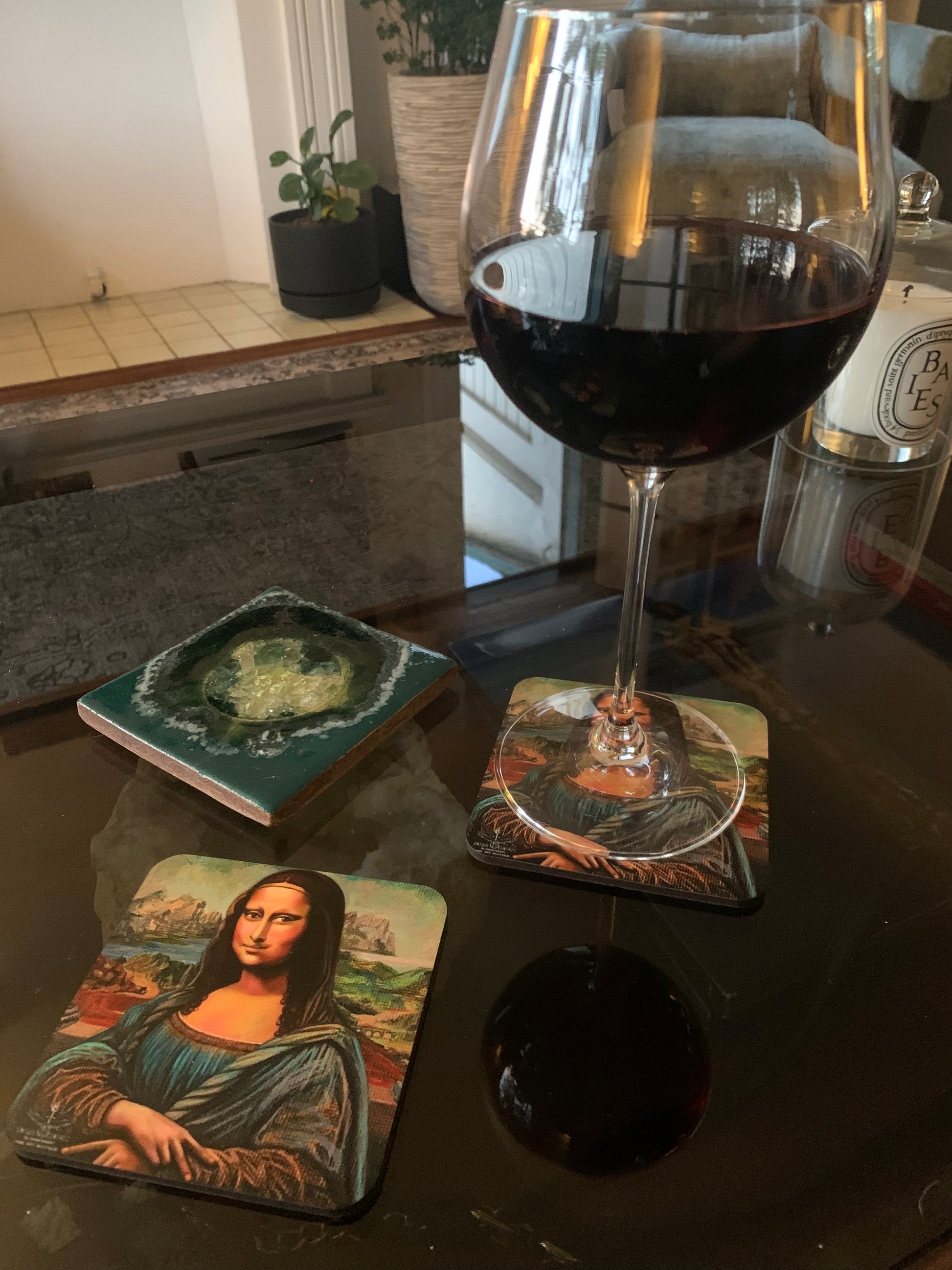 MONA LISA PEACE SMILE PREMIUM DRINK COASTERS FOR SALE