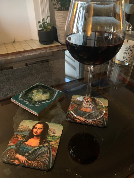 MONA LISA PEACE SMILE PREMIUM DRINK COASTERS FOR SALE