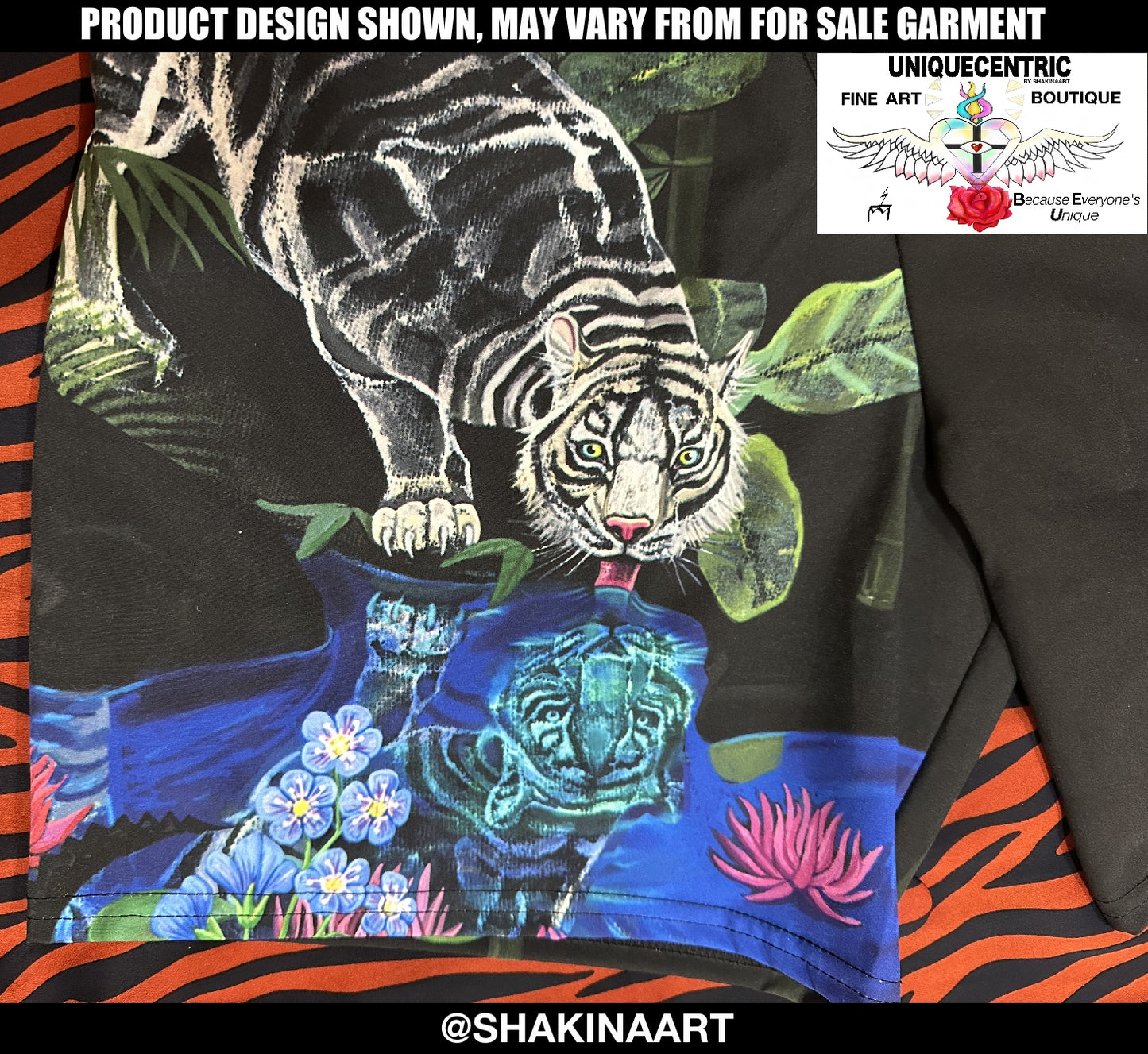 UNIQUE CENTRIC EYE OF THE TIGER LILY FINE ART COUTURE KING SHORTS