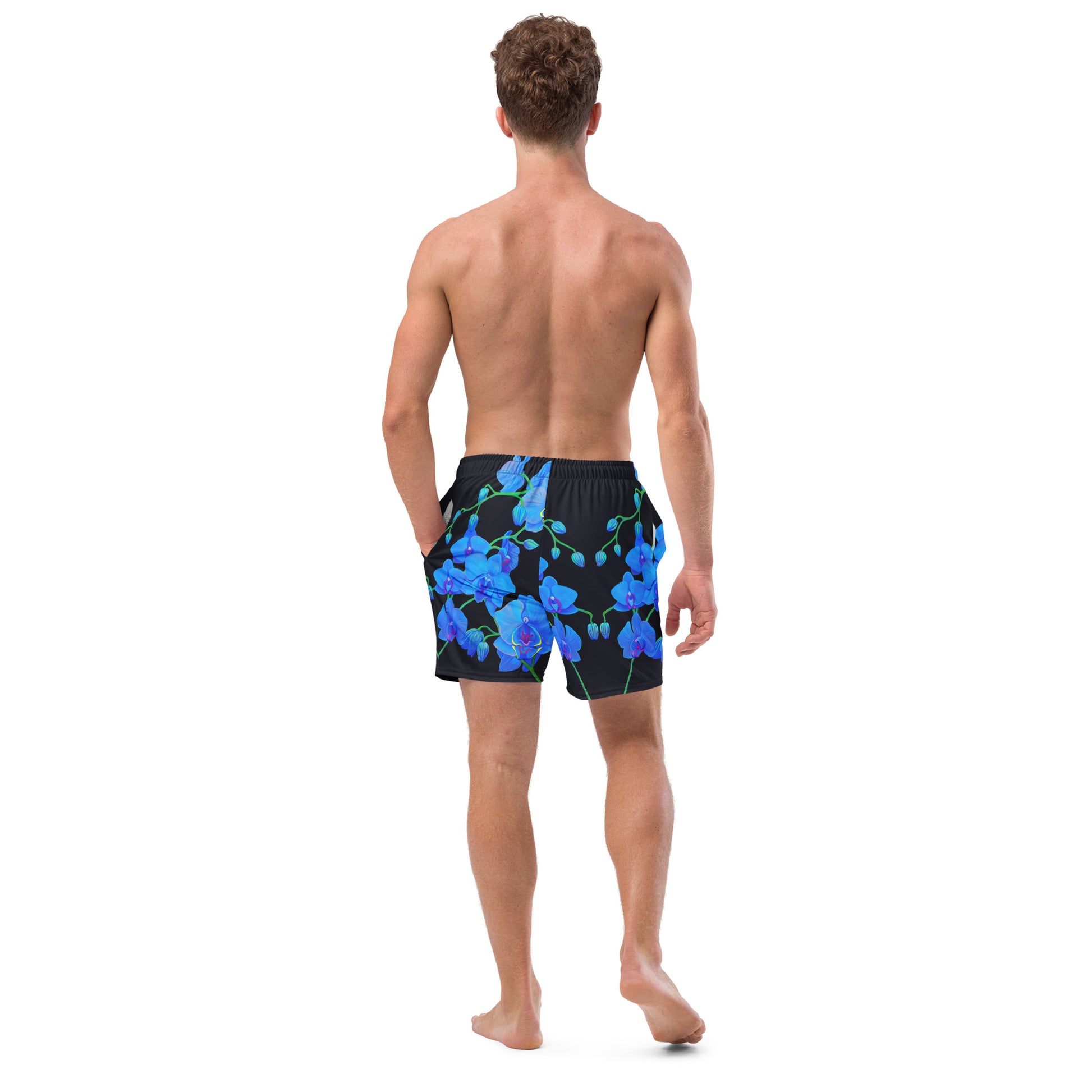 UNIQUE CENTRIC BLUE VELVET ORCHID BOTANICAL FLORAL FINE ART KING SHORTS - Dive into summer with these trendy Stylish men’s king swim shorts featuring a captivating urban & vibrant blue orchid floral botanical design. Attract the Ladies Gentlemen by Adding a touch of sophistication to your Perfect day at the beach, pool, rave or music festival by shakinaart