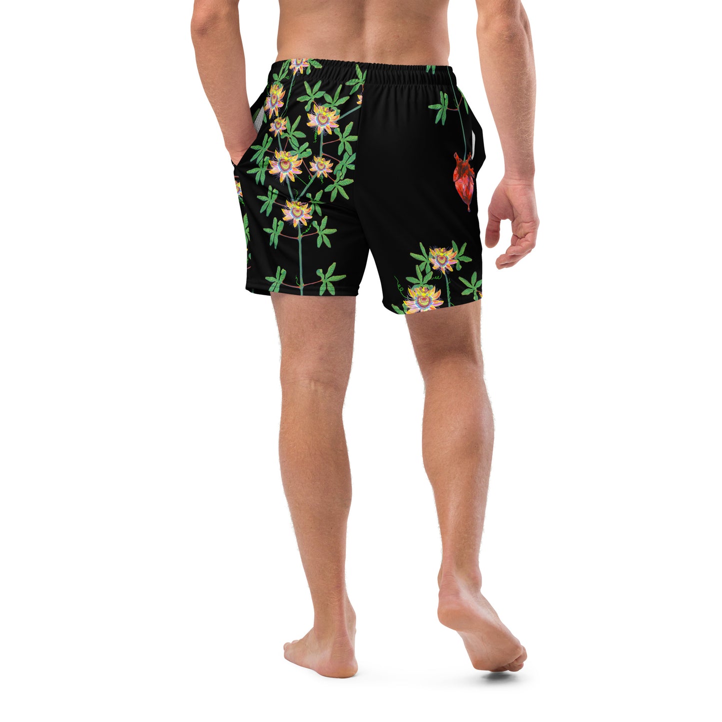 UNIQUE CENTRIC BLACK EARTH HEART ALL LIVES MATTER FINE ART KING SHORTS SHAKINAART - Make a Splash this Summer in these Passion Flower Vine Earth Bleeding Heart Fruit Black Surfer Hawaiian Shorts, perfect for the beach, pool, rave and earth adventures! stand out from the crowd , wear your unique, shop now ! 