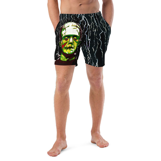 UNIQUE CENTRIC FRANKENSTEIN : IT'S ALIVE ! MODERN PROMETHEUS BORIS KARLOFF FINE ART HALLOWEEN KING SHORTS - by shakinaart You Will Get noticed with these Frankenstein Monster Board Shorts! Perfect for horror movie enthusiasts, this eye-catching design INSPIRED BY BORIS KARLOFF  is a must-have. Stand out from the crowd, and turn heads at the pool party or beach. GOTH Kings Shop now!