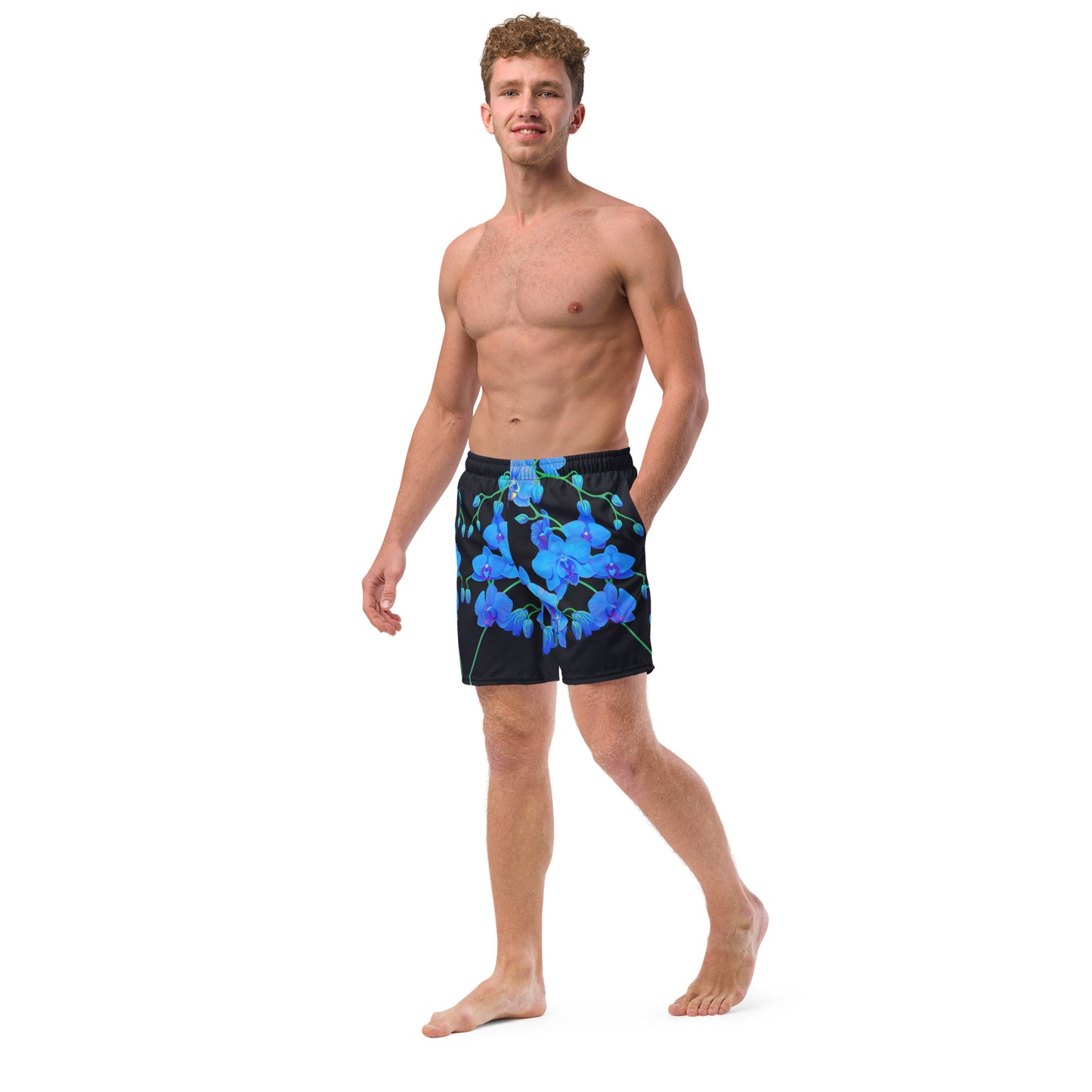 UNIQUE CENTRIC BLUE VELVET ORCHID BOTANICAL FLORAL FINE ART KING SHORTS - Dive into summer with these trendy Stylish men’s king swim shorts featuring a captivating urban & vibrant blue orchid floral botanical design. Attract the Ladies Gentlemen by Adding a touch of sophistication to your Perfect day at the beach, pool, rave or music festival by shakinaart