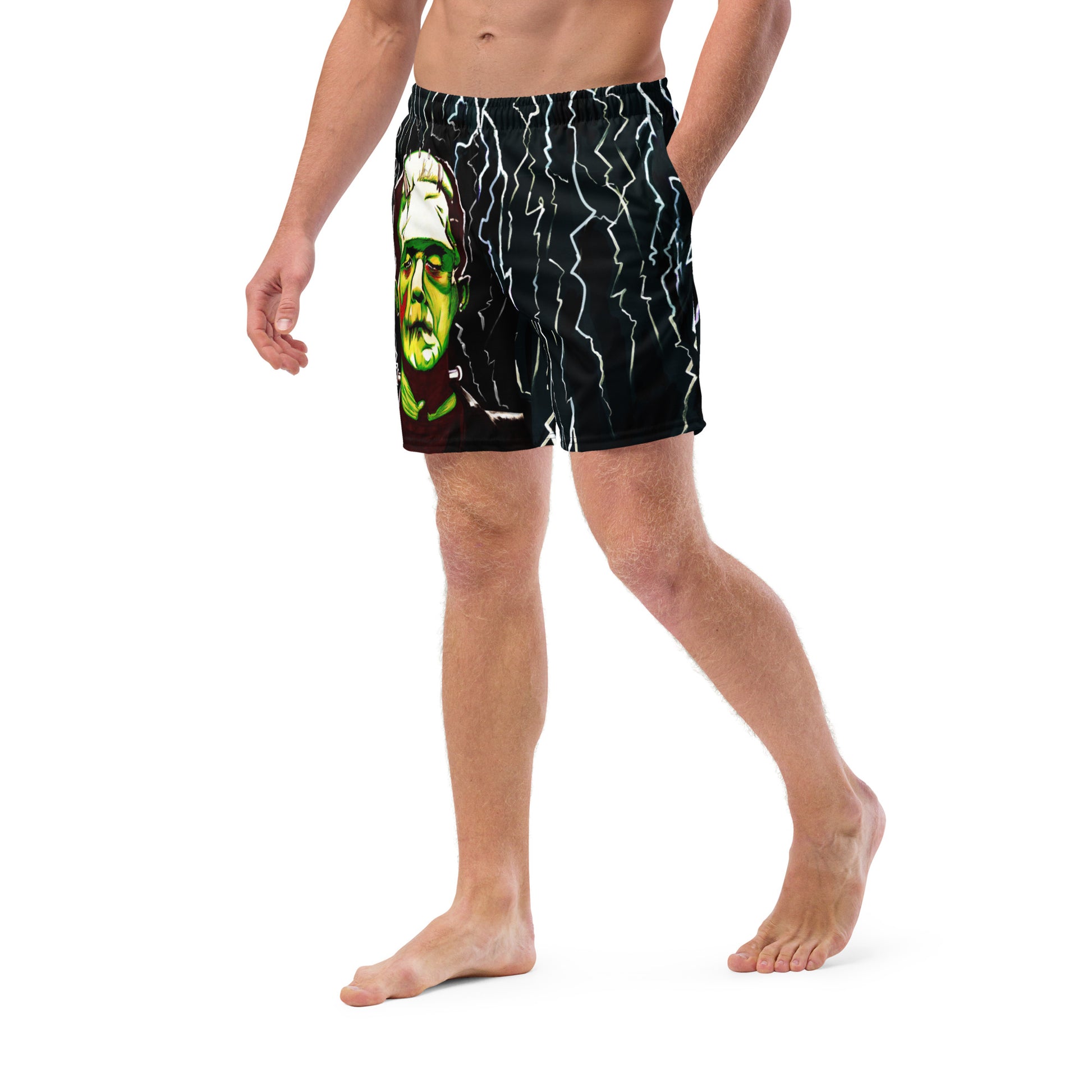 UNIQUE CENTRIC FRANKENSTEIN : IT'S ALIVE ! MODERN PROMETHEUS BORIS KARLOFF FINE ART HALLOWEEN KING SHORTS - by shakinaart You Will Get noticed with these Frankenstein Monster Board Shorts! Perfect for horror movie enthusiasts, this eye-catching design INSPIRED BY BORIS KARLOFF  is a must-have. Stand out from the crowd, and turn heads at the pool party or beach. GOTH Kings Shop now!