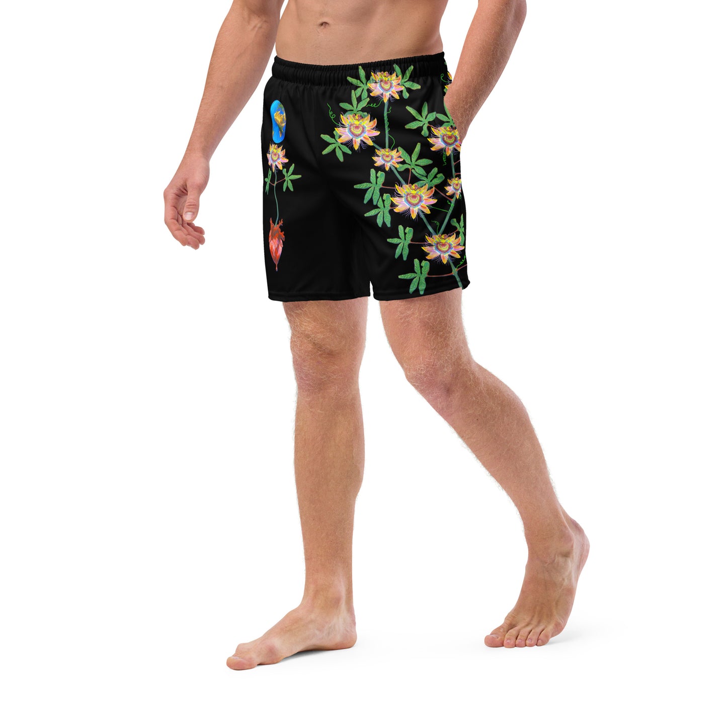 UNIQUE CENTRIC BLACK EARTH HEART ALL LIVES MATTER FINE ART KING SHORTS SHAKINAART - Make a Splash this Summer in these Passion Flower Vine Earth Bleeding Heart Fruit Black Surfer Hawaiian Shorts, perfect for the beach, pool, rave and earth adventures! stand out from the crowd , wear your unique, shop now ! 