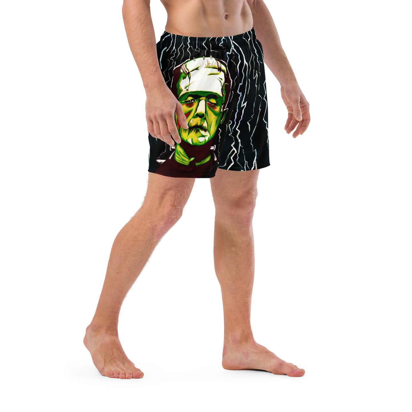 UNIQUE CENTRIC FRANKENSTEIN : IT'S ALIVE ! MODERN PROMETHEUS BORIS KARLOFF FINE ART HALLOWEEN KING SHORTS - by shakinaart You Will Get noticed with these Frankenstein Monster Board Shorts! Perfect for horror movie enthusiasts, this eye-catching design INSPIRED BY BORIS KARLOFF  is a must-have. Stand out from the crowd, and turn heads at the pool party or beach. GOTH Kings Shop now!