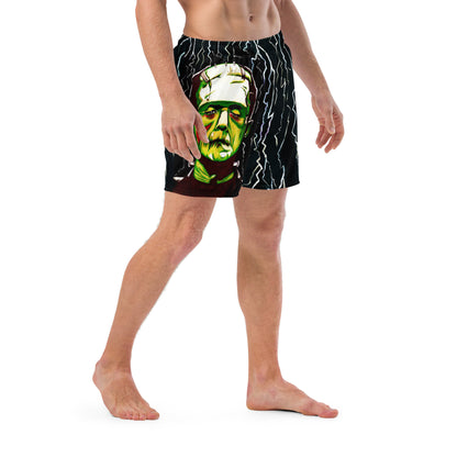 UNIQUE CENTRIC FRANKENSTEIN : IT'S ALIVE ! MODERN PROMETHEUS BORIS KARLOFF FINE ART HALLOWEEN KING SHORTS - by shakinaart You Will Get noticed with these Frankenstein Monster Board Shorts! Perfect for horror movie enthusiasts, this eye-catching design INSPIRED BY BORIS KARLOFF  is a must-have. Stand out from the crowd, and turn heads at the pool party or beach. GOTH Kings Shop now!