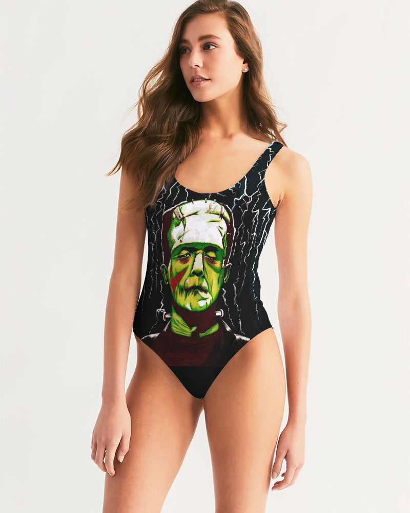 UNIQUE CENTRIC FRANKENSTEIN : IT'S ALIVE! HALLOWEEN FINE ART QUEEN BODYSUIT - shakinaart You Will Get noticed with this Frankenstein Monster bodysuit! Perfect for horror movie enthusiasts, this eye-catching design INSPIRED BY BORIS KARLOFF  is a must-have. Stand out from the crowd, and turn heads at the pool party or beach. GOTH Queens Shop now!