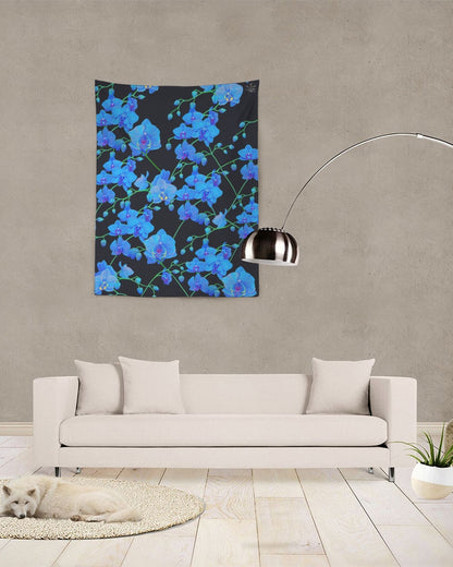 A captivating UNIQUE CENTRIC HOME DECOR blue VELVET BOTANICAL floral pattern WALL TAPESTRY OR TABLECLOTH , adding elegance and style to any WALL & TABLE..