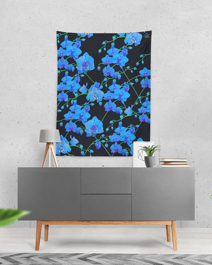 A captivating UNIQUE CENTRIC HOME DECOR blue VELVET BOTANICAL floral pattern WALL TAPESTRY OR TABLECLOTH , adding elegance and style to any WALL & TABLE..